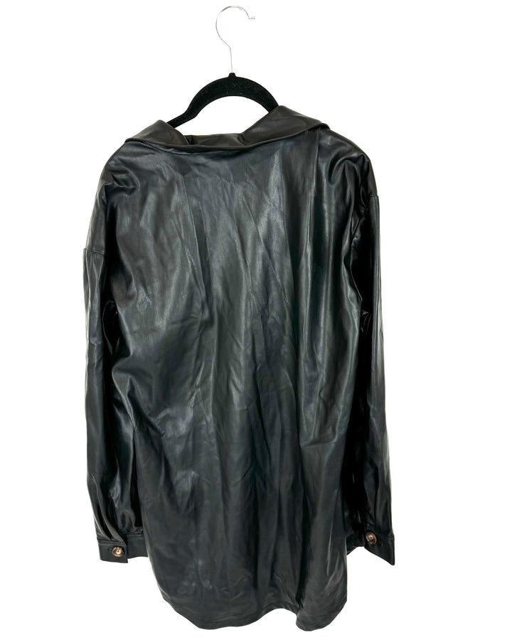 Black Faux Leather Shacket - Size 4/6