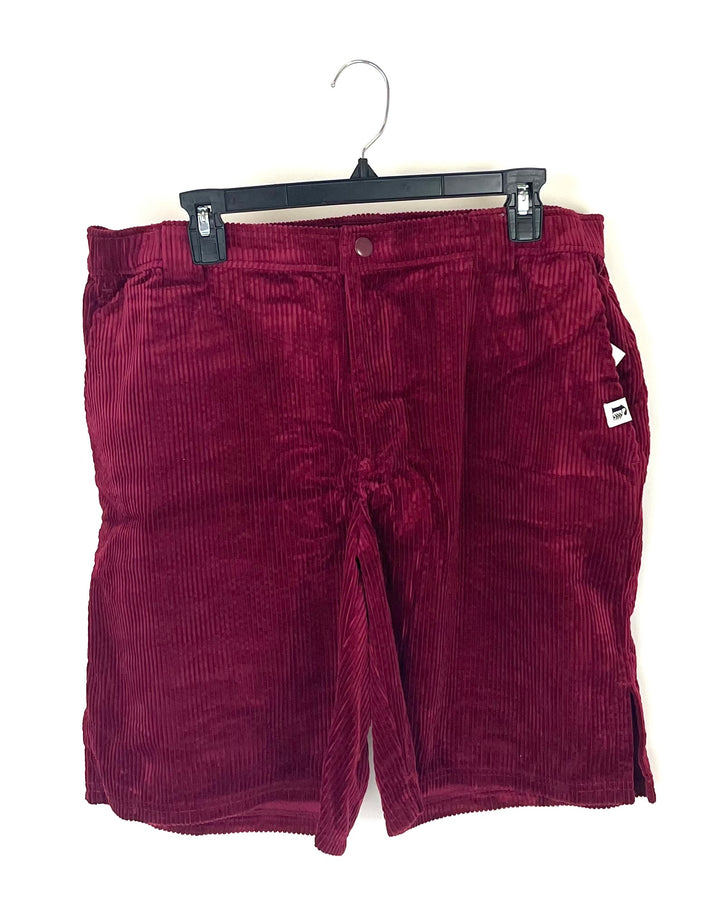 MENS Burgundy Corduroy Shorts - Medium