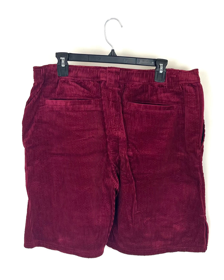 MENS Burgundy Corduroy Shorts - Medium