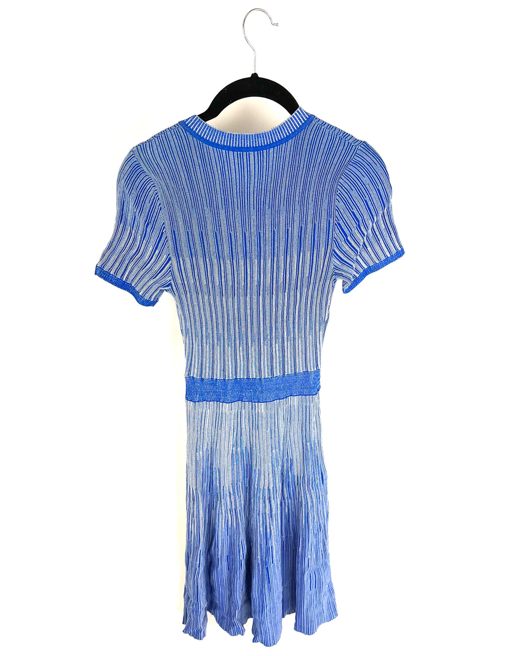 Blue and White Ribbed Midi Dress - Size 0/2