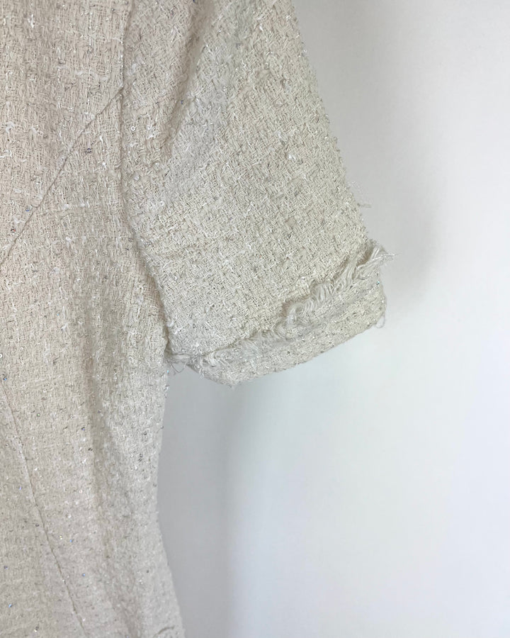 Pearl White Tweed Mini Dress - Size 4