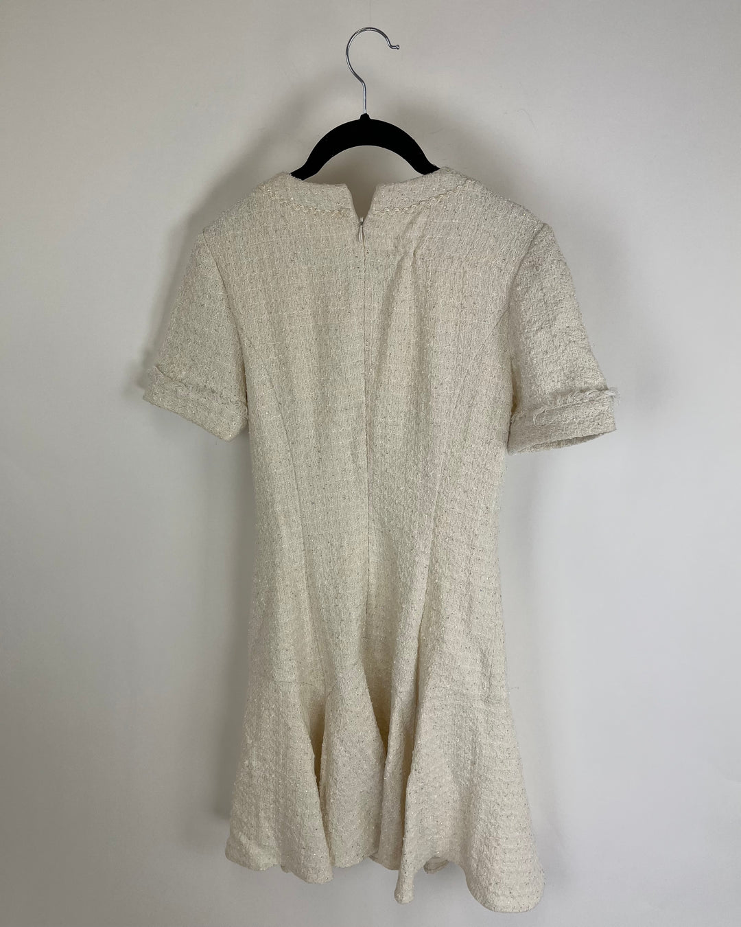 Pearl White Tweed Mini Dress - Size 4