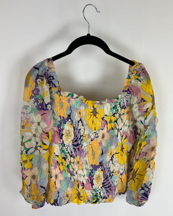 Yellow Smocked Floral Blouse - Size 4/6