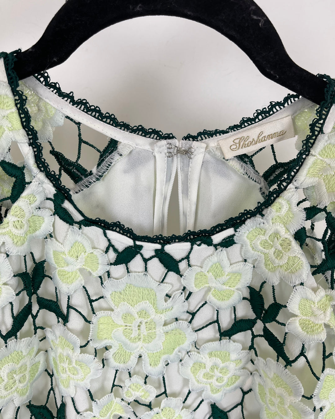 Green and White Floral Lace Dress - Size 6/8