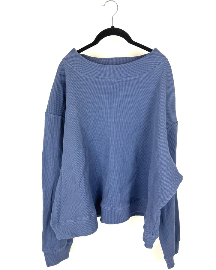 Blue Mock Neck Cropped Top - Large/Extra Large