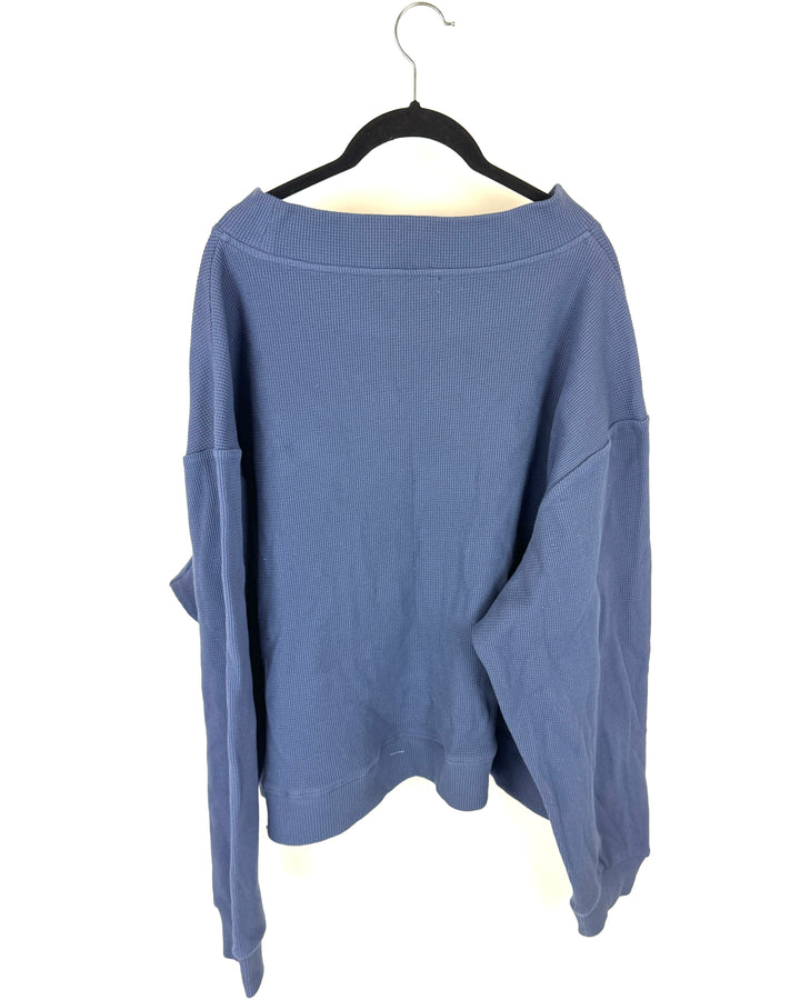 Blue Mock Neck Cropped Top - Large/Extra Large