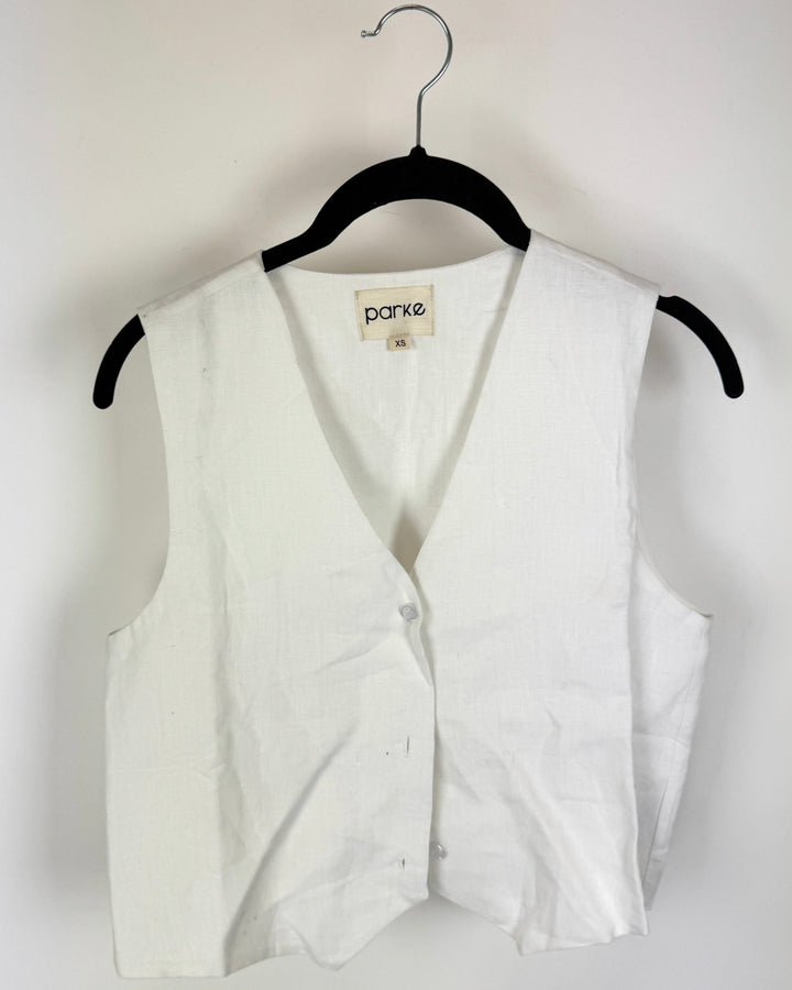 White Linen Vest - Extra Small