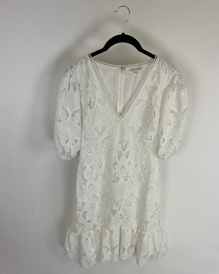 White Floral Lace Dress - Size 4