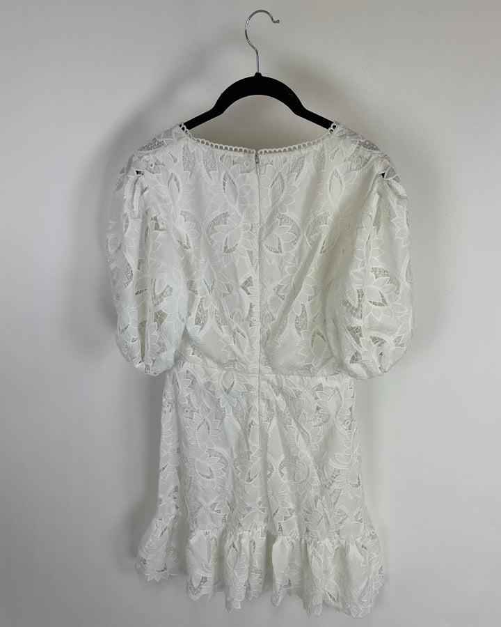 White Floral Lace Dress - Size 4