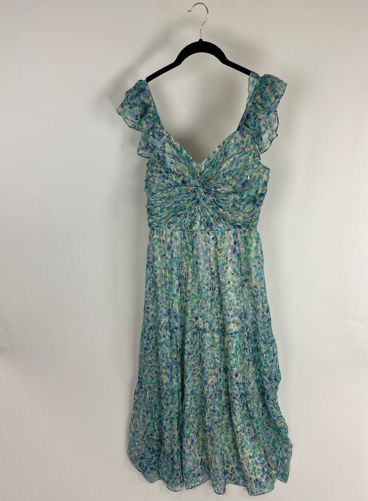 Blue Patterned Gown - Size 4