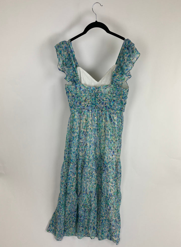 Blue Patterned Gown - Size 4