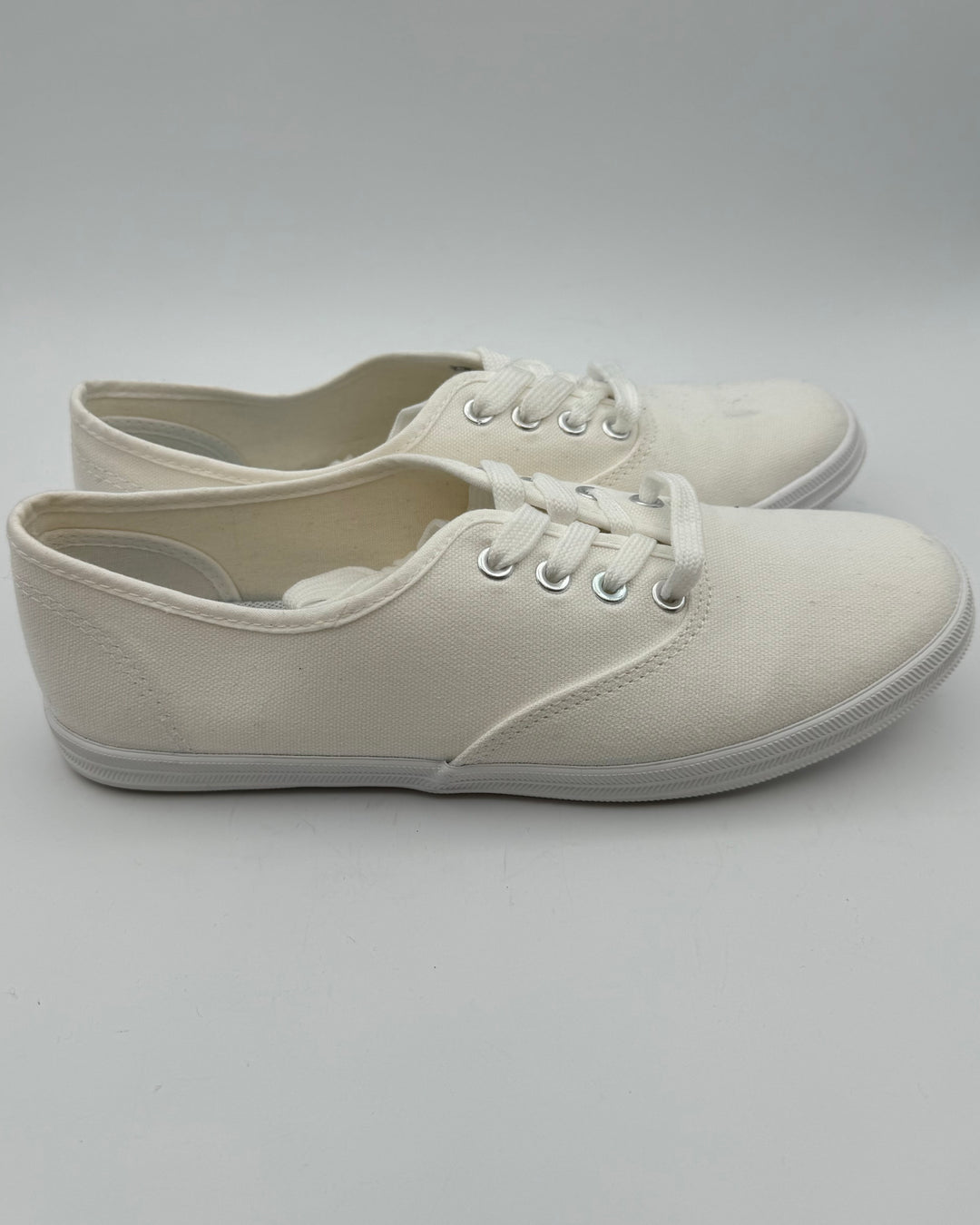 White Lace Up Sneakers - Size 10