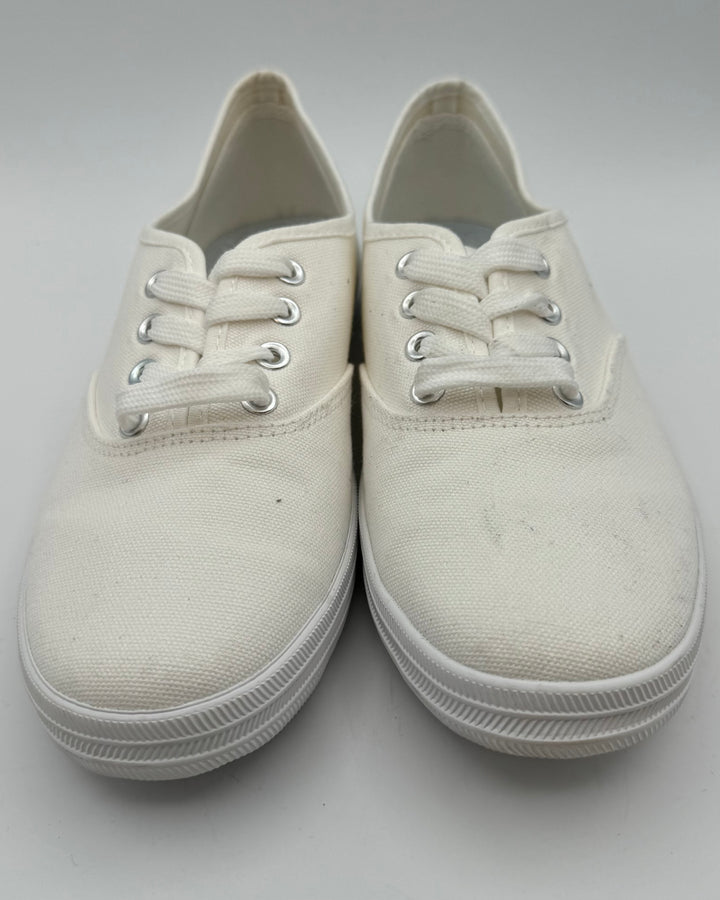 White Lace Up Sneakers - Size 10