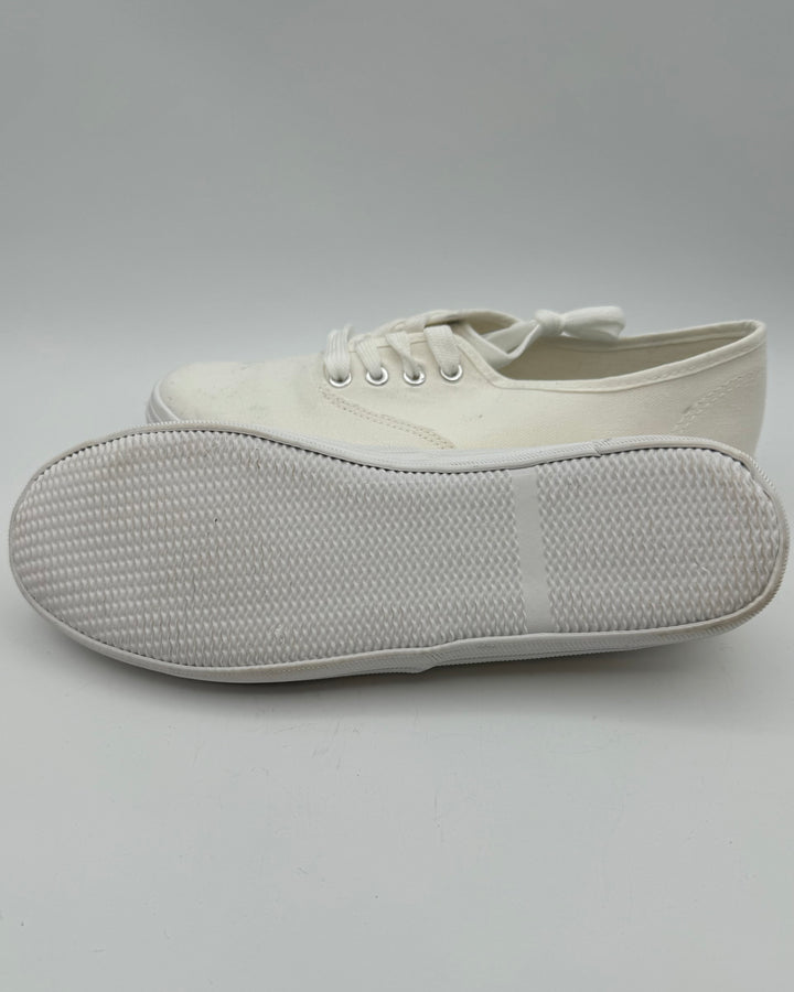 White Lace Up Sneakers - Size 10