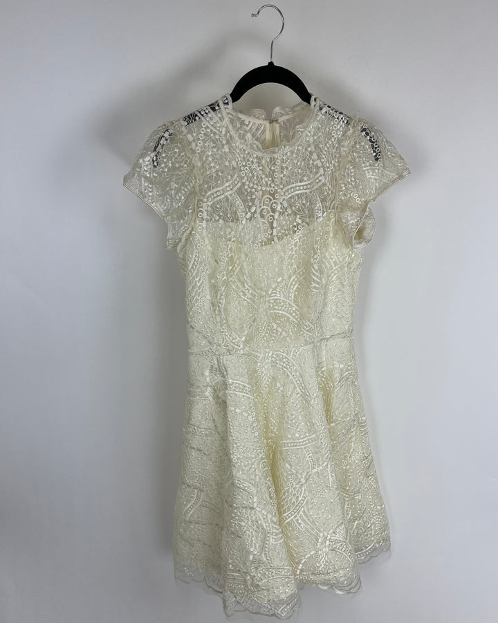 Ivory Lace Tea Dress - Size 4