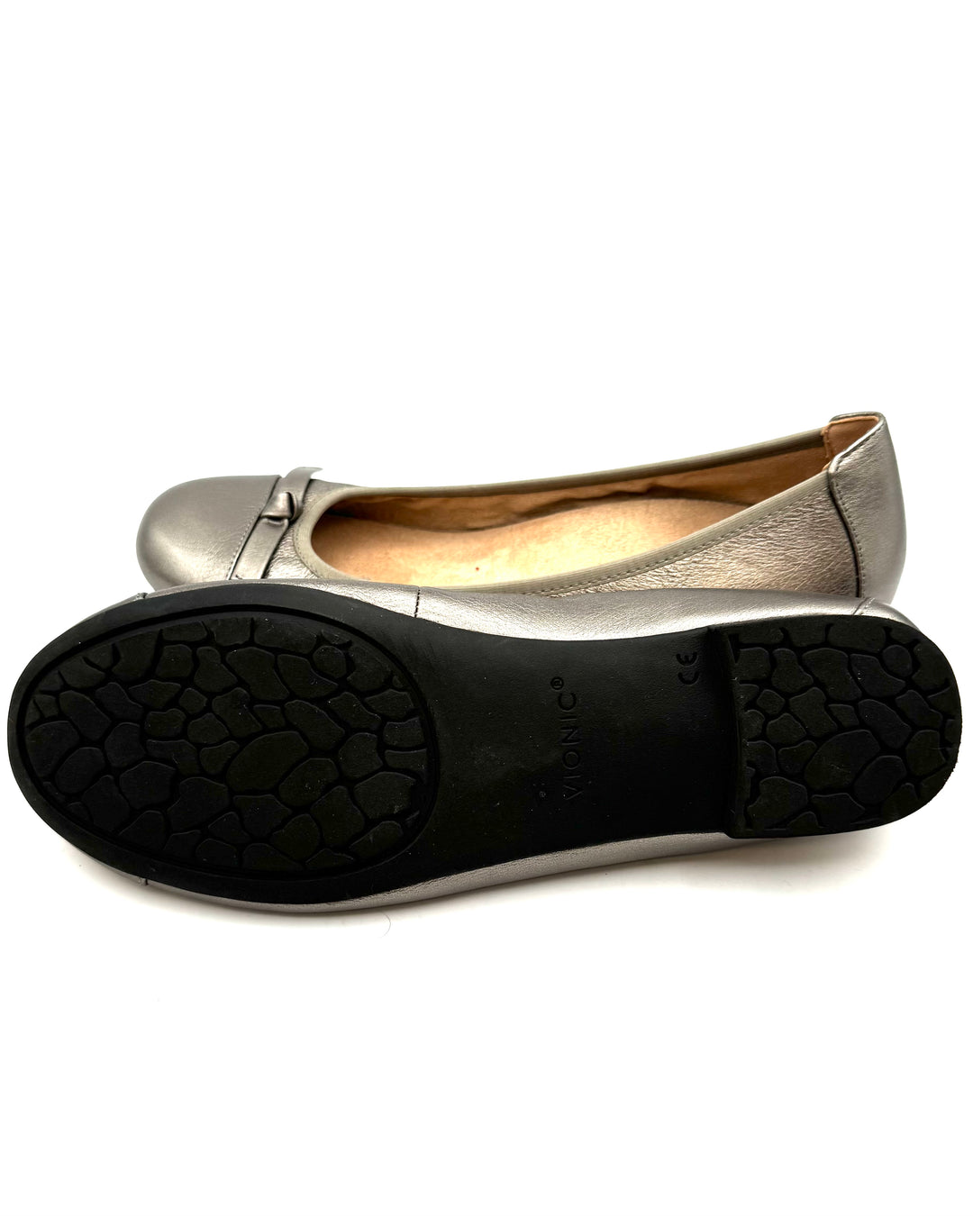 Vionic Gray Metallic Textured Ballet Flats - Size 10