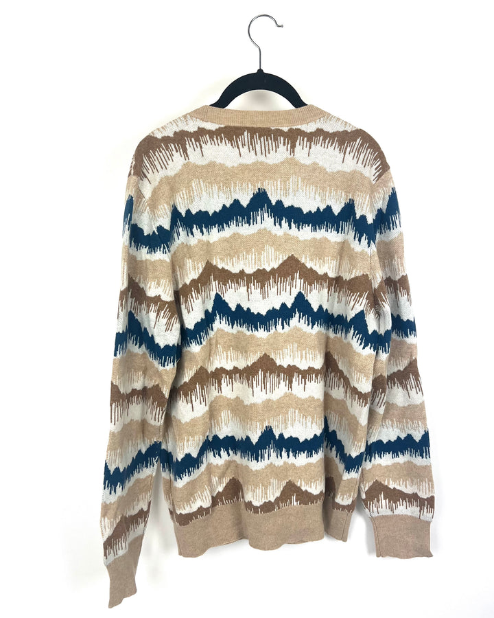 Tan Abstract Print Sweater - Unisex - Mens Medium / Womens Large