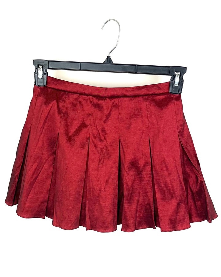 Metallic Red Pleated Mini Skort - Size 2/4