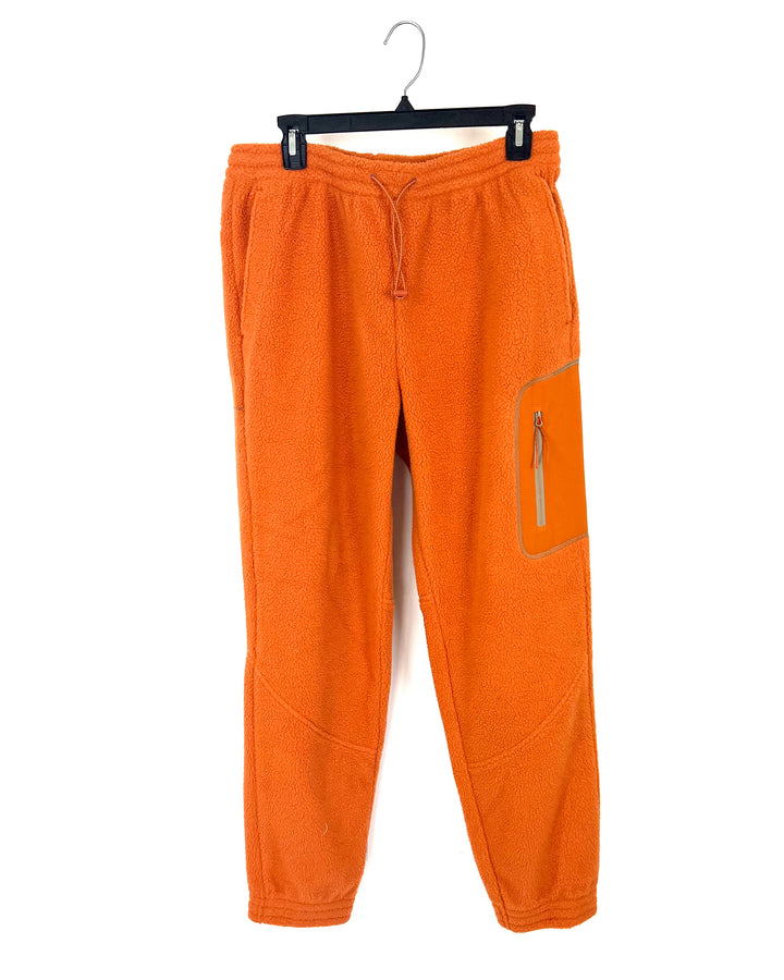 MENS Orange Fleece Sweatpants - Medium