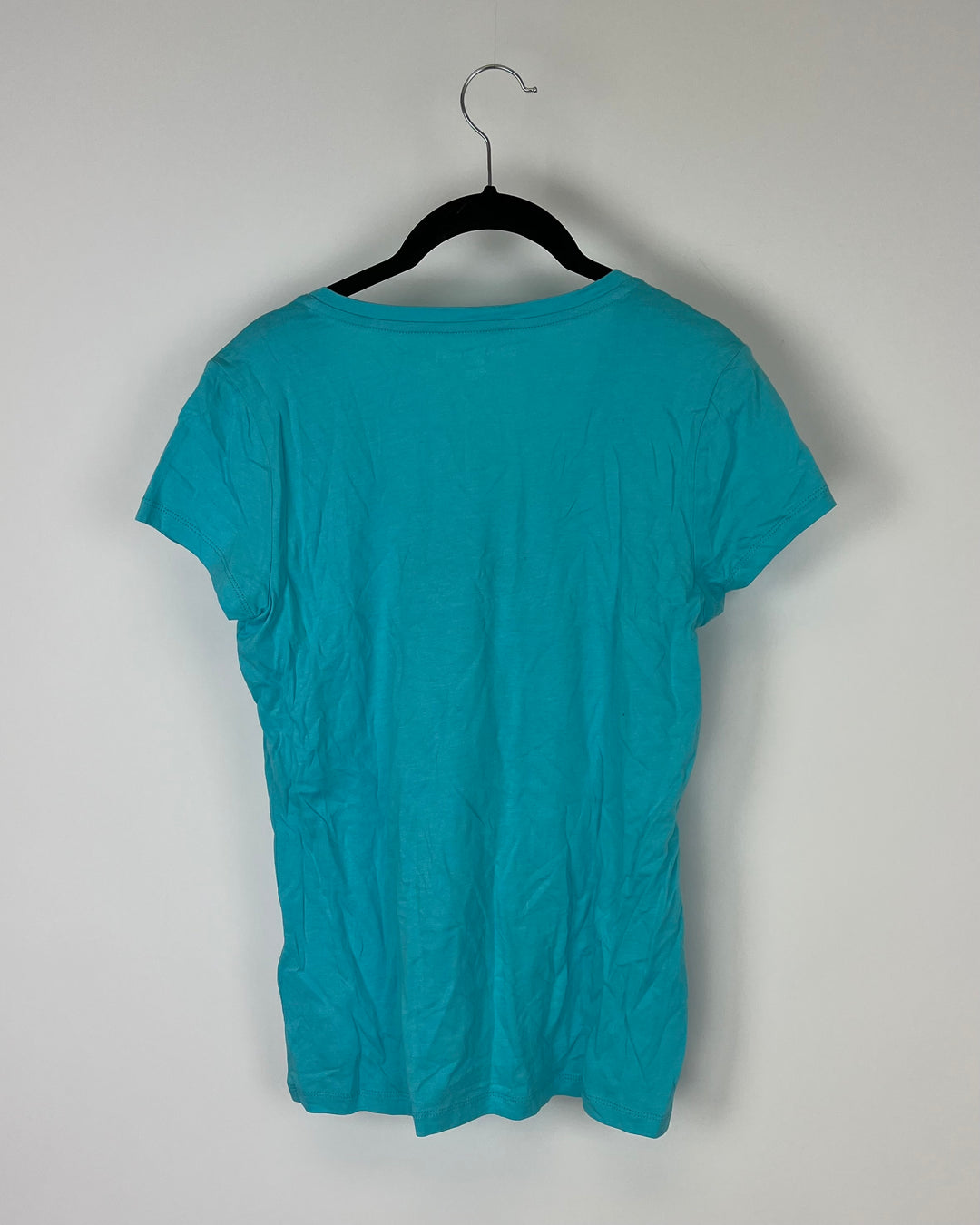 Blue V Neck Short Sleeve Top - Small