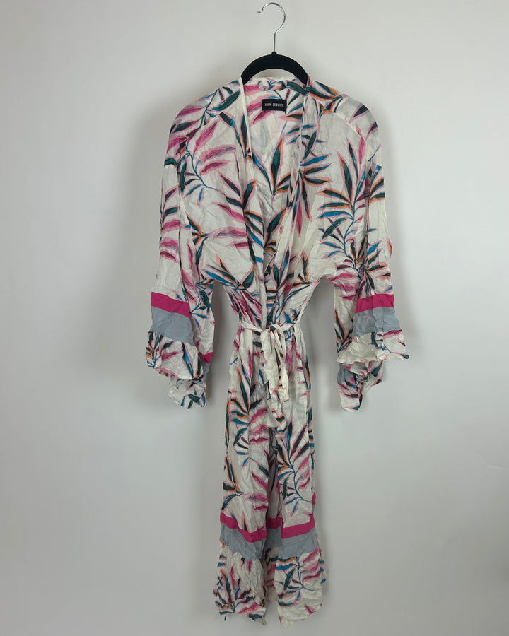 White Tropical Print Robe - Size 2/4