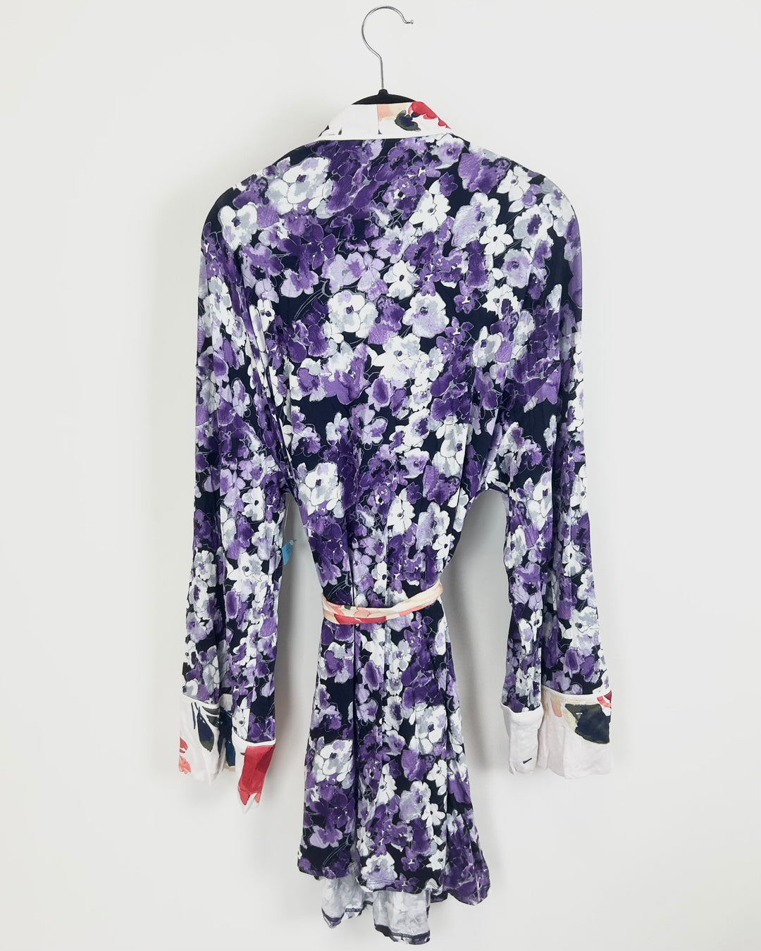 Purple Floral Print Robe - Size 2-4