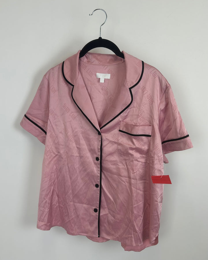 Light Pink Button Up Pajama Top - Small