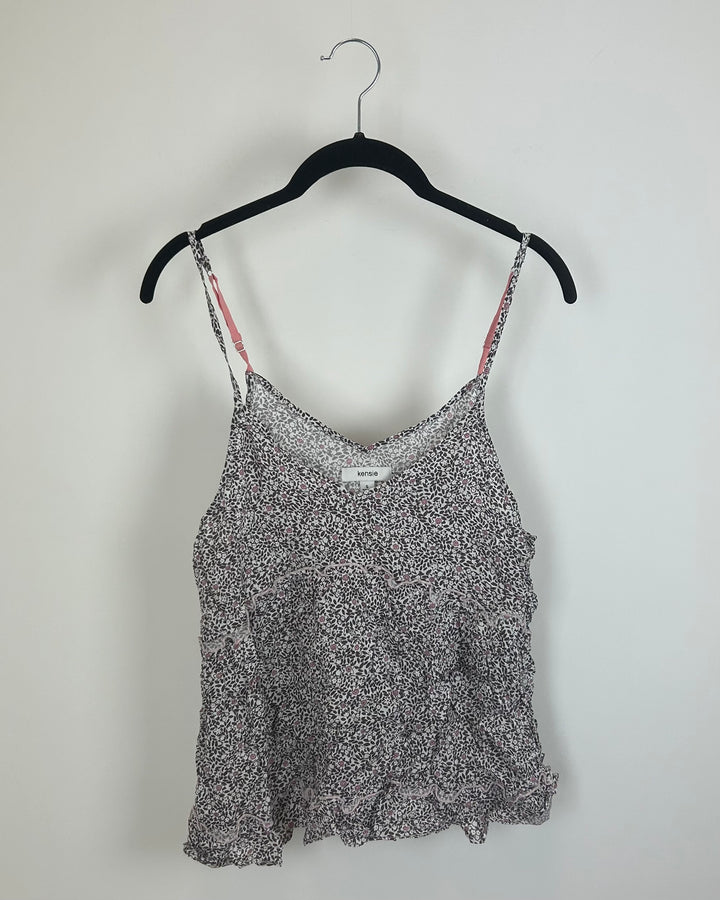 Brown And White Floral Tank Top - Size 2/4