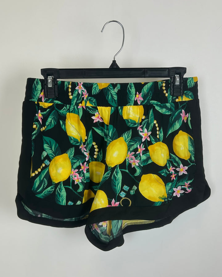 Tropical Lemon Printed Pajama Shorts - Size 2/4