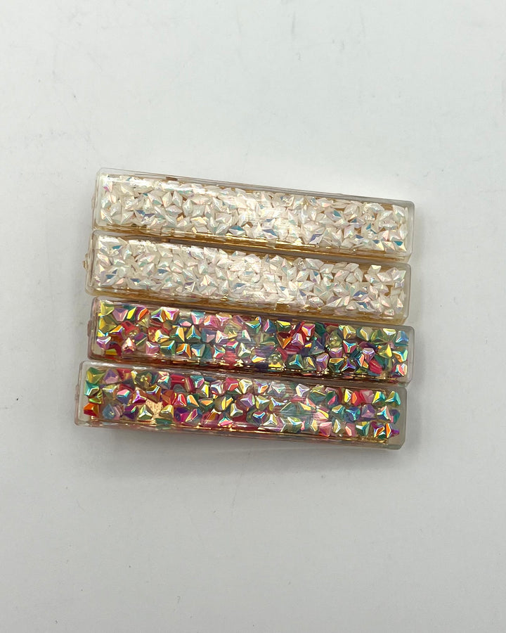 White And Multicolor Hair Clip Set