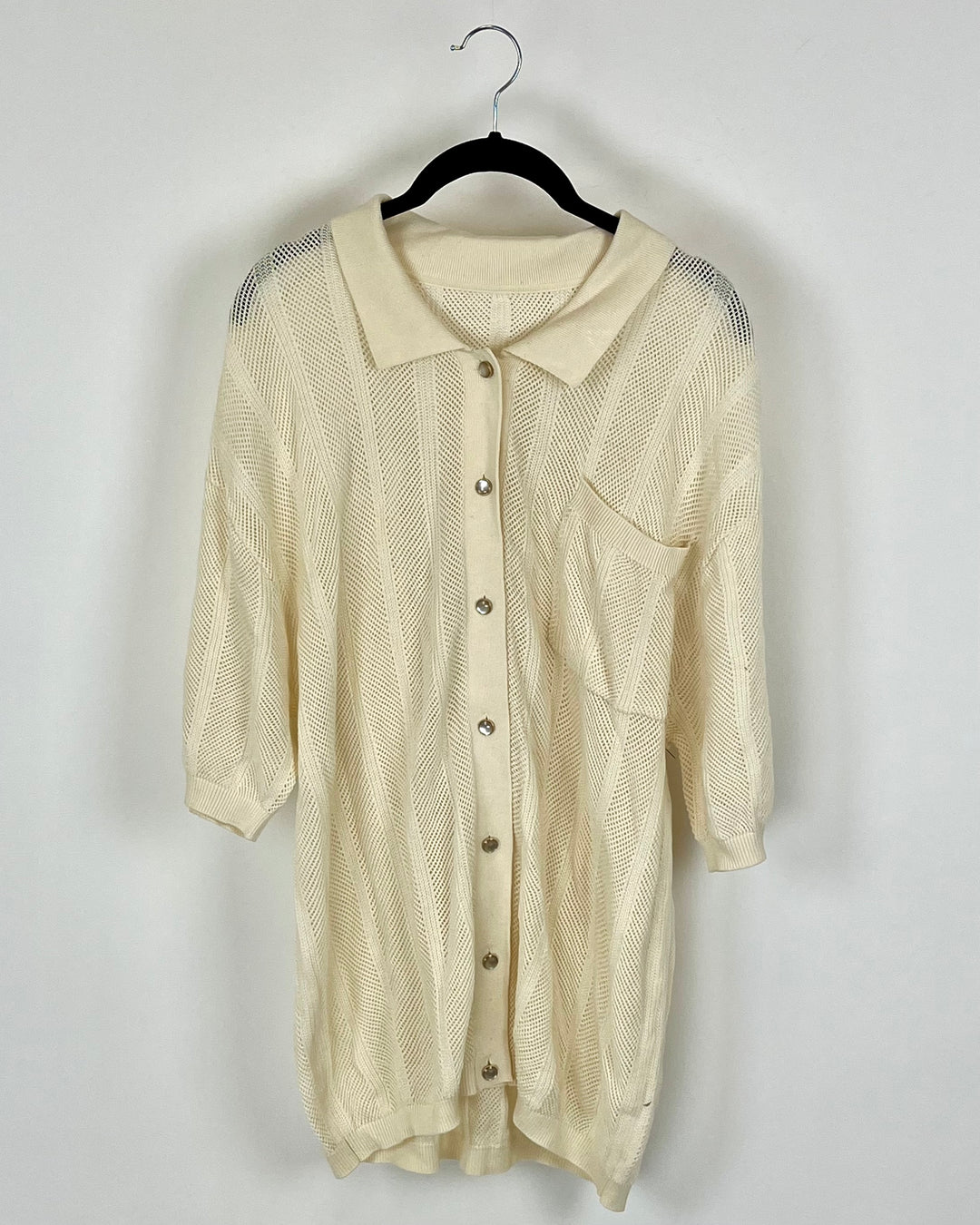 Cream Collared Knit Top - Size 14/16