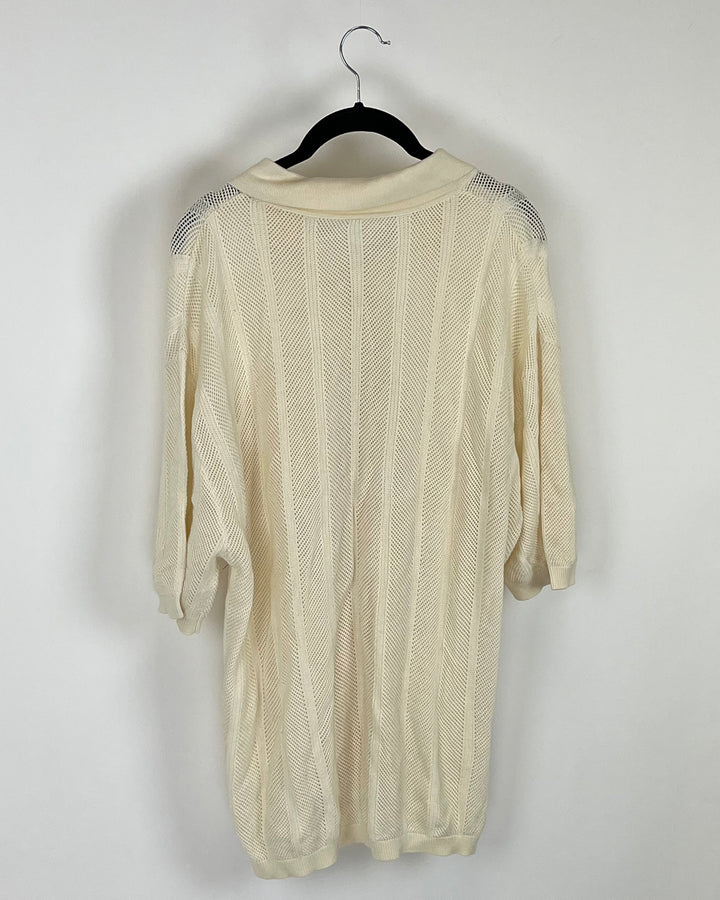 Cream Collared Knit Top - Size 14/16