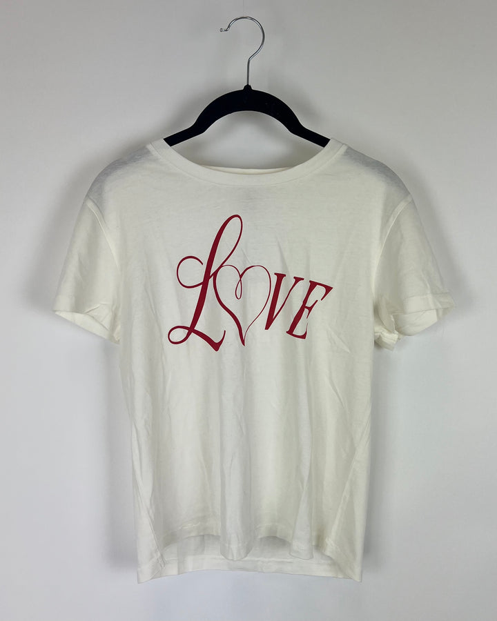 "Love" White And Red Tee - Size 4/6