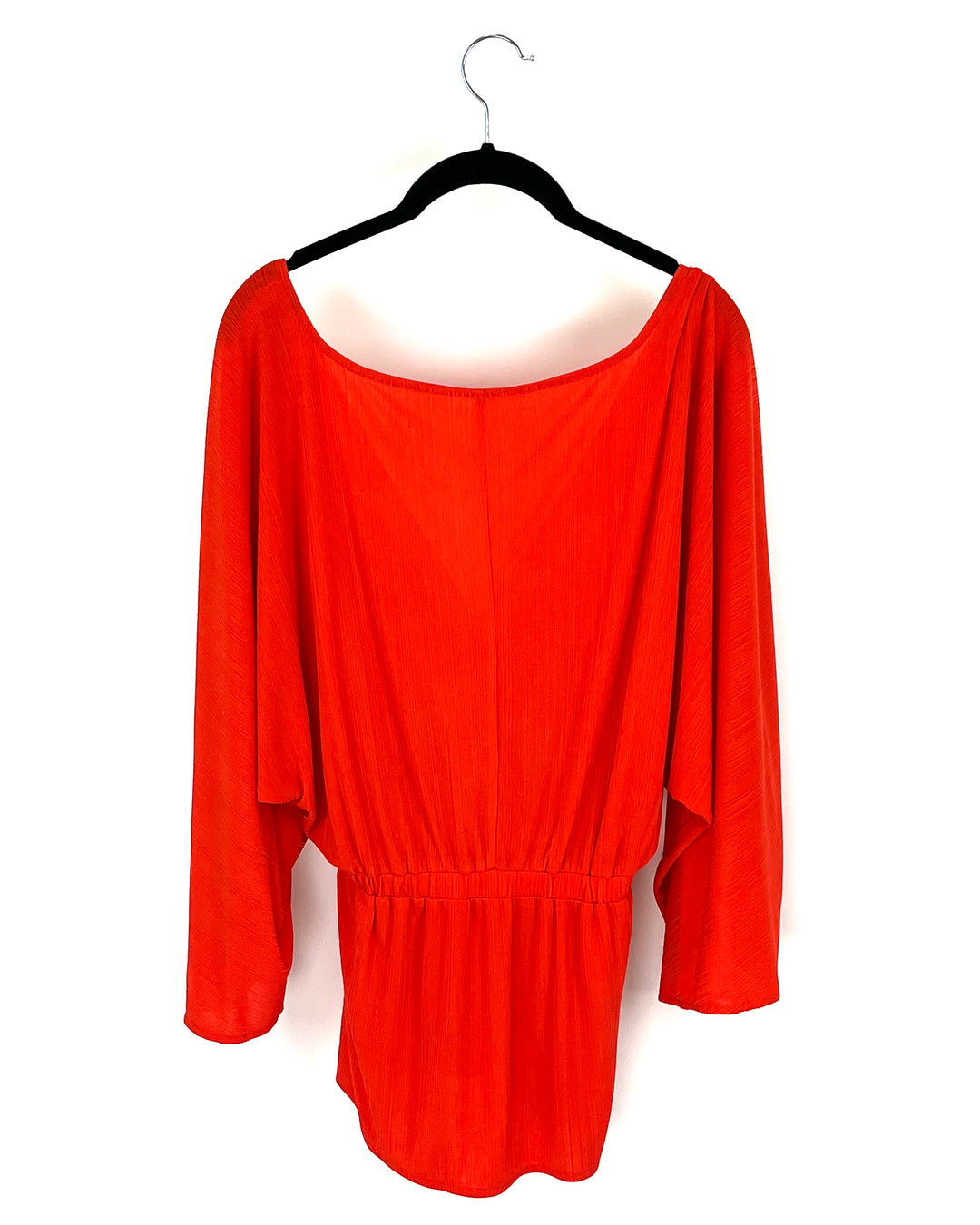 Red Cropped Sleeve Blouse - Size 14