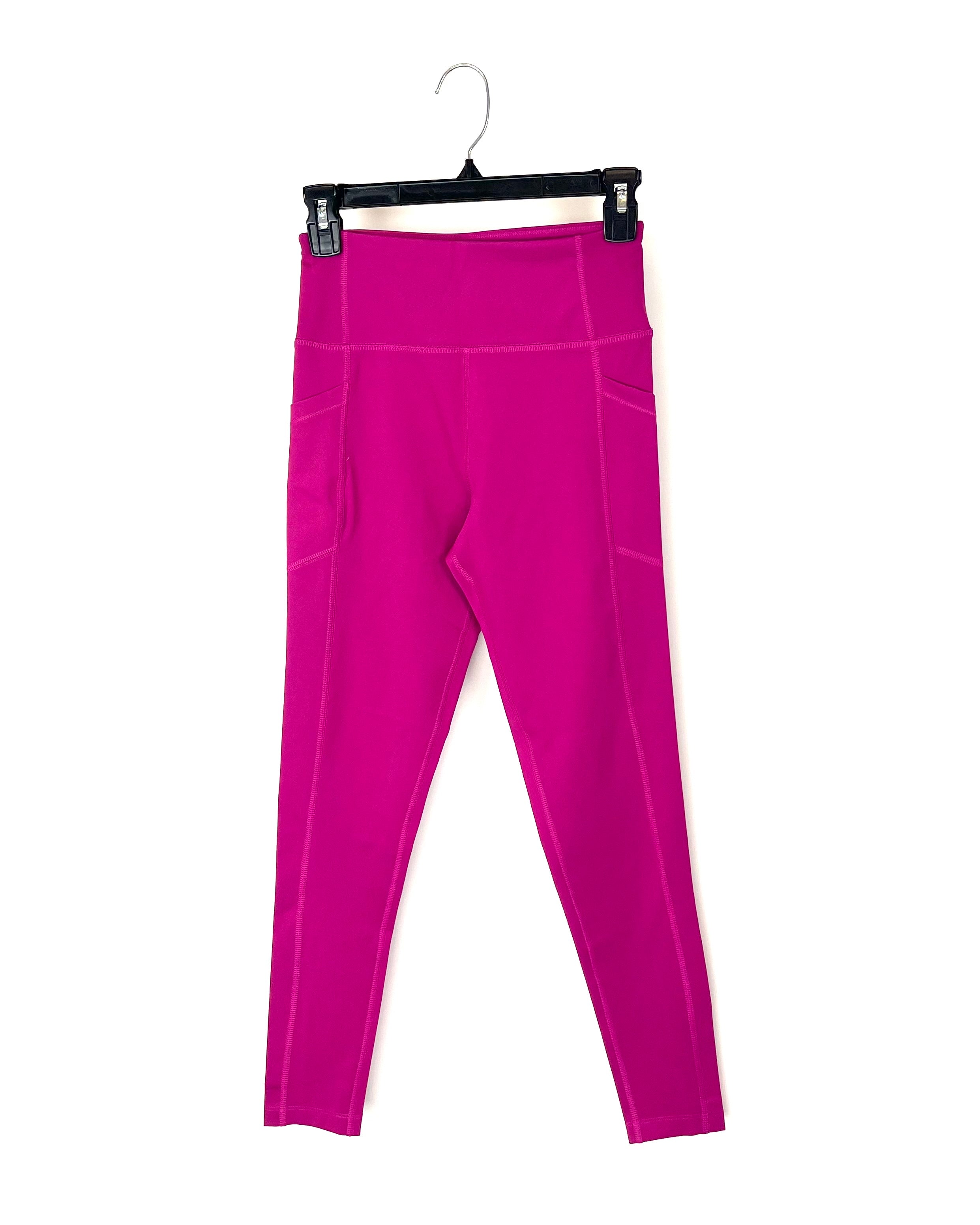 Magenta Activewear Leggings With Pockets Small