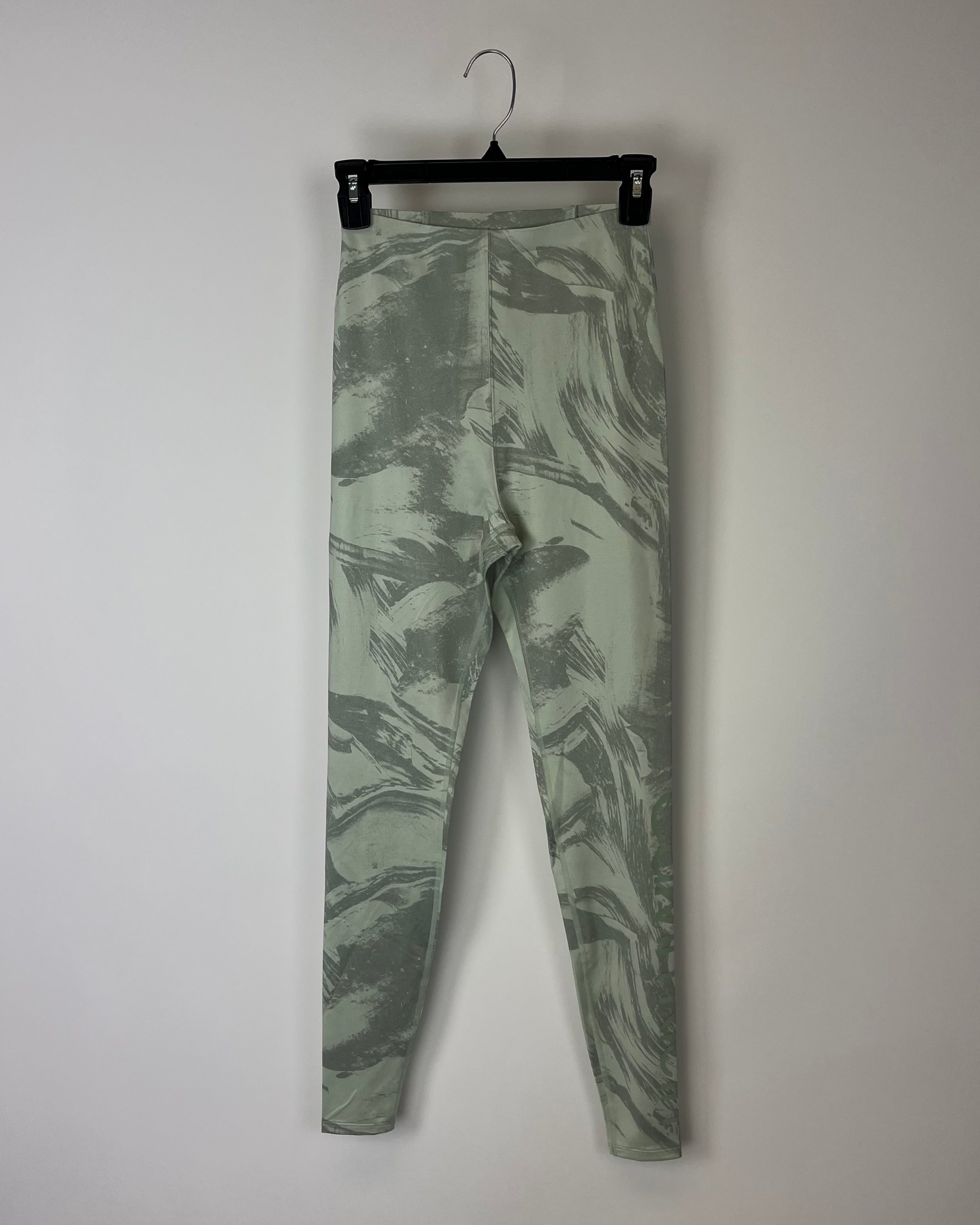 Green Tone Print Activewear Leggings Small