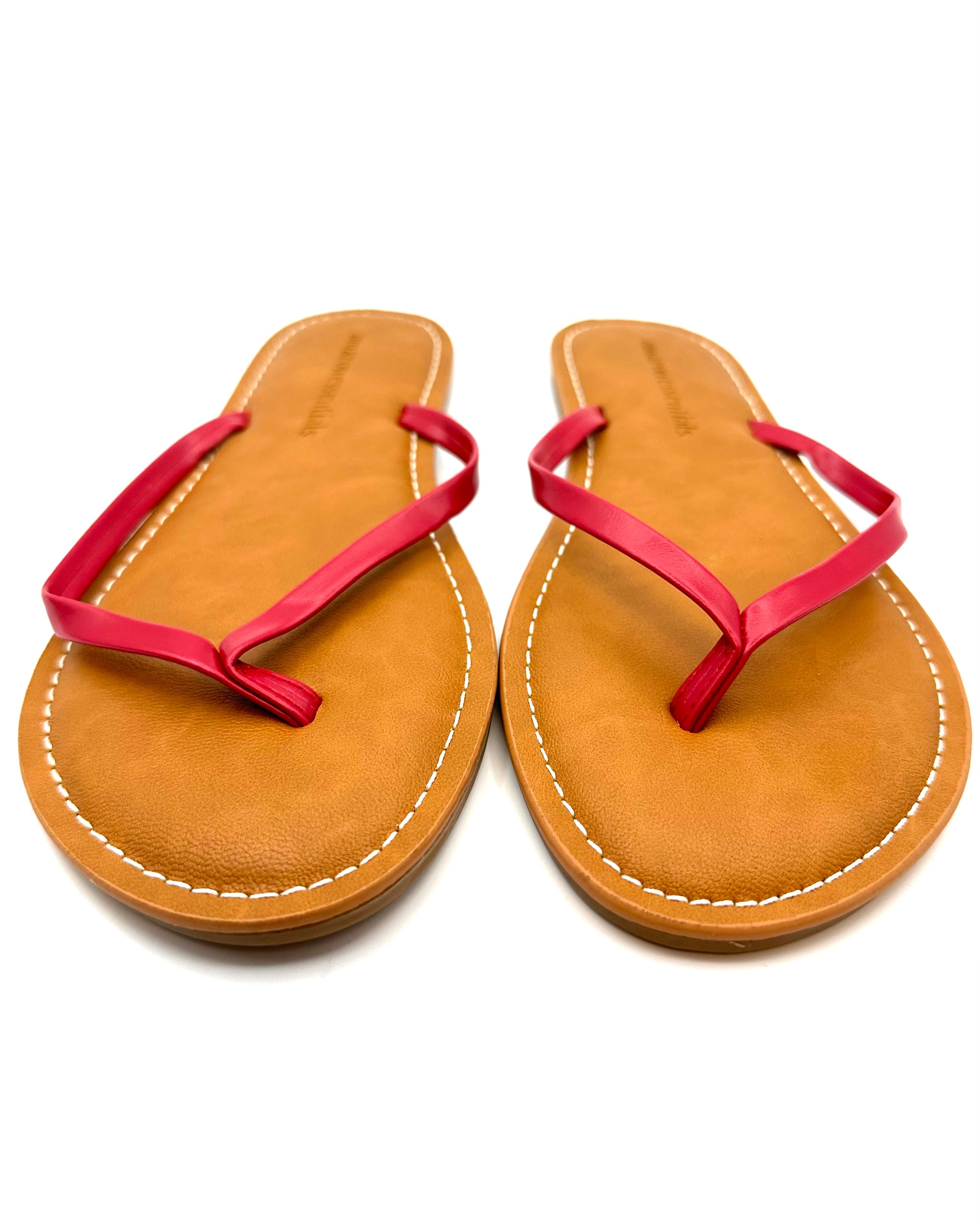 Red flip flops deals