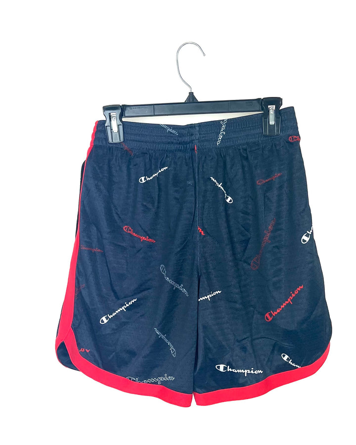 MENS Navy Blue Logo Print Shorts- Medium