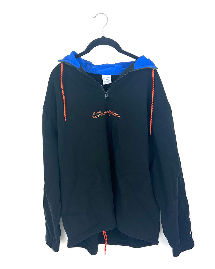 MENS Black with Orange and Blue Quarter Zip - Large