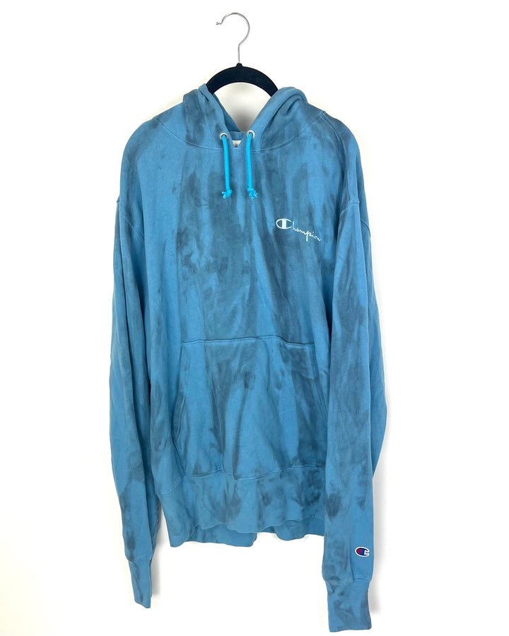 MENS Faded Sky Blue Washed Hoodie - Medium