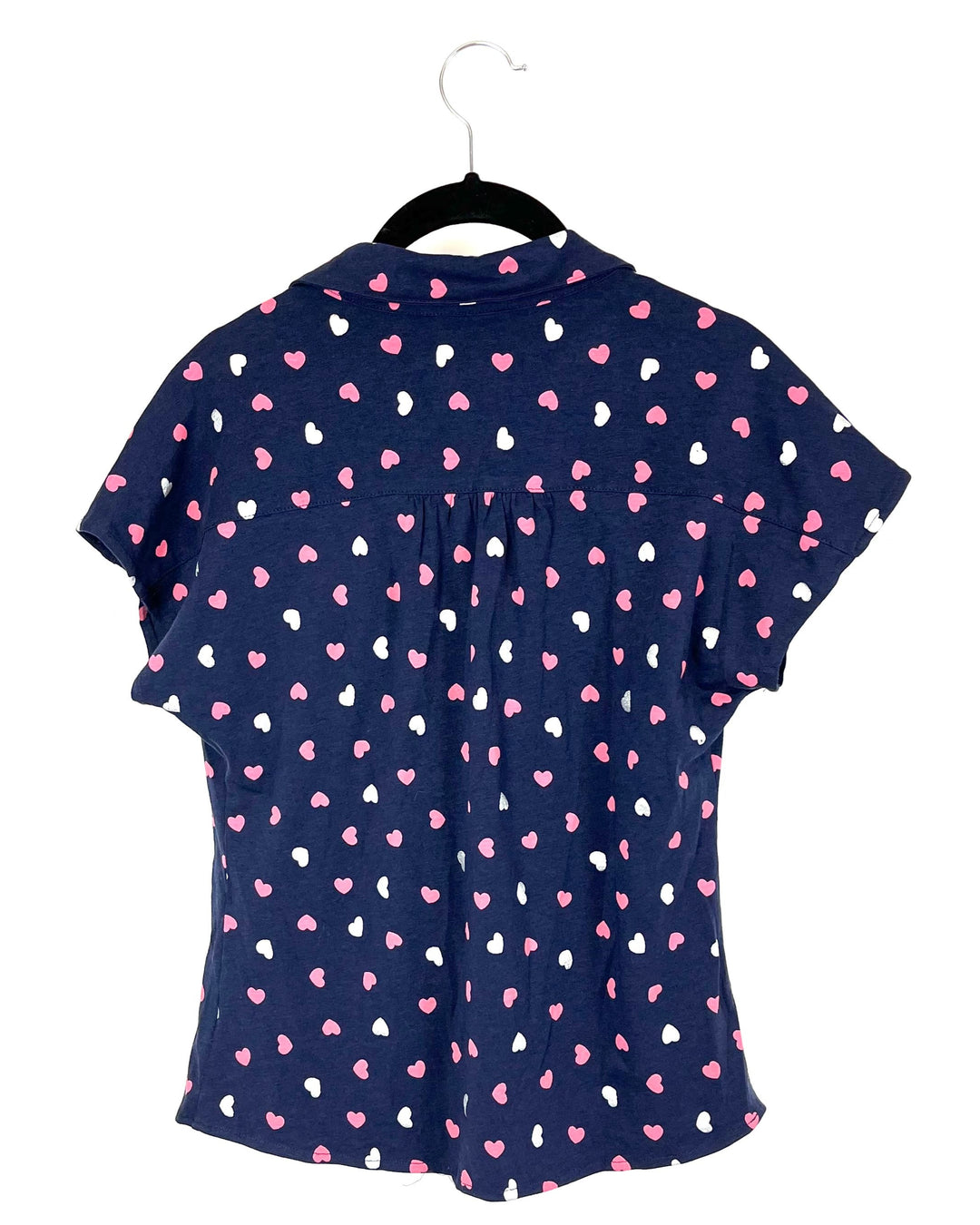 Navy Blue Heart Print Pajama Set - Size 0/2