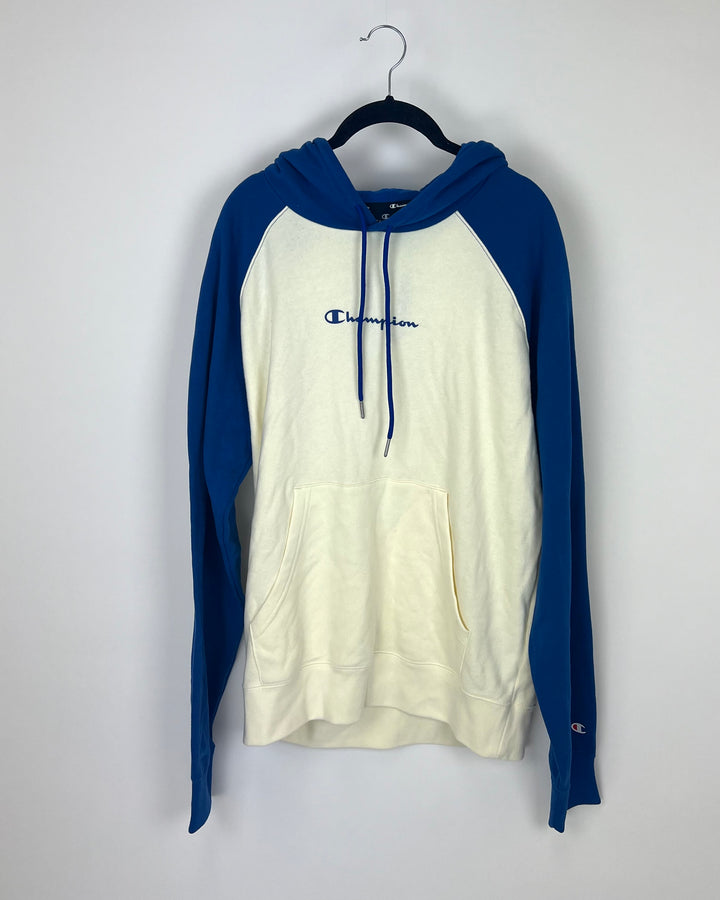 Royal Blue and Cream Hoodie - Large