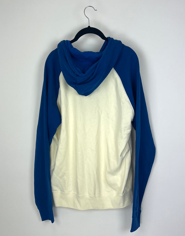 Royal Blue and Cream Hoodie - Large