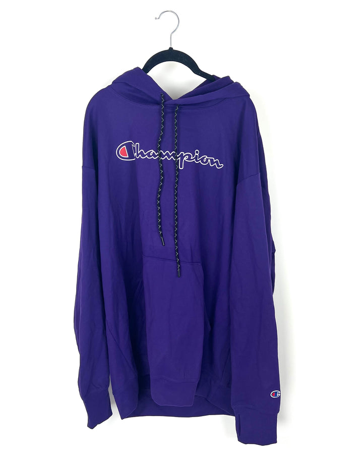 Mens Ultra Soft Purple Logo Hoodie - Medium