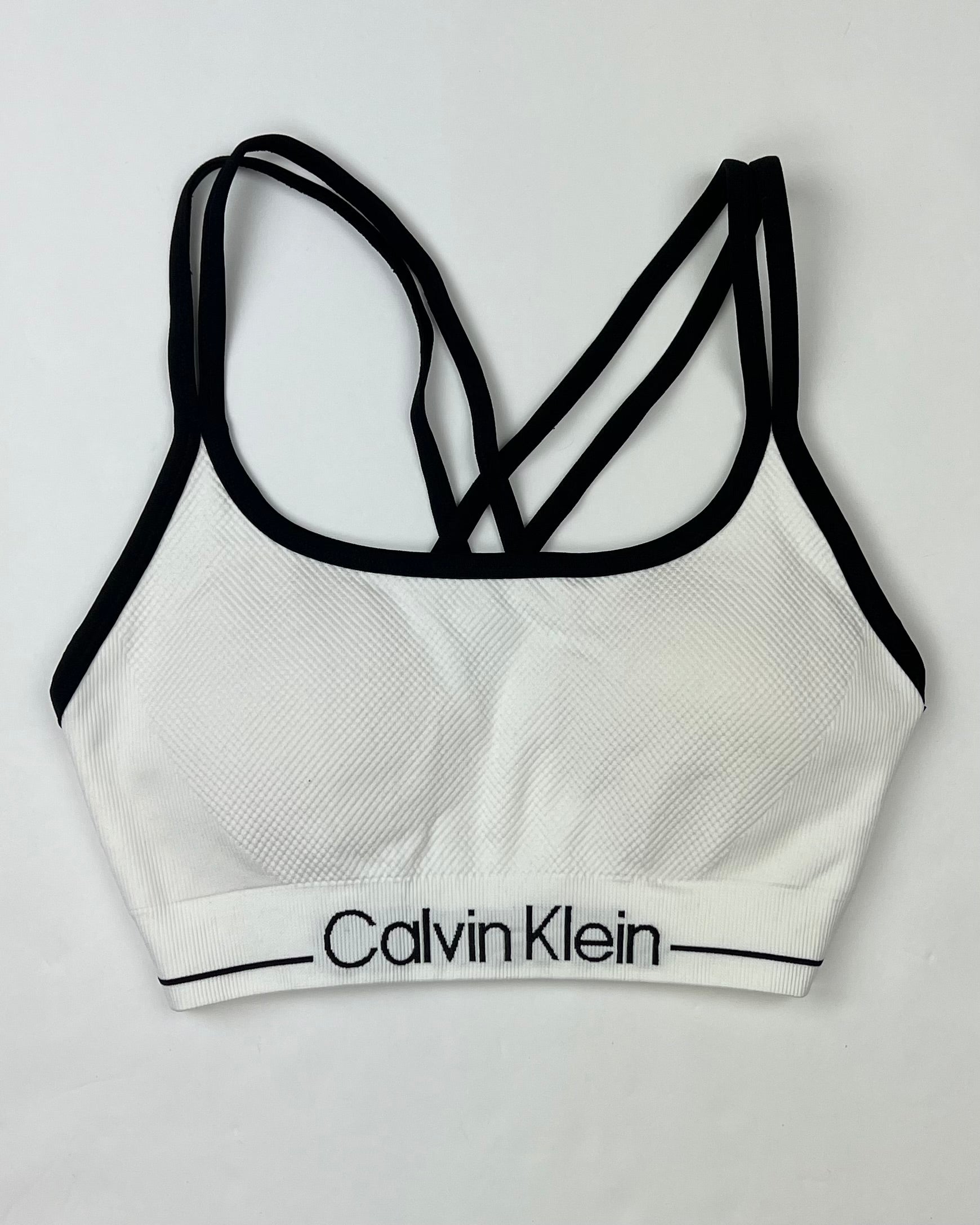 White and Black Trim Sports Bra Small