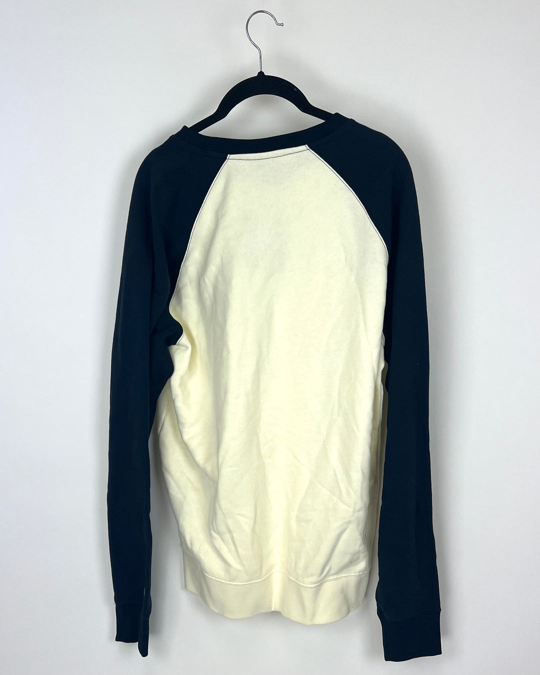 Navy Blue and Cream Crewneck - Large