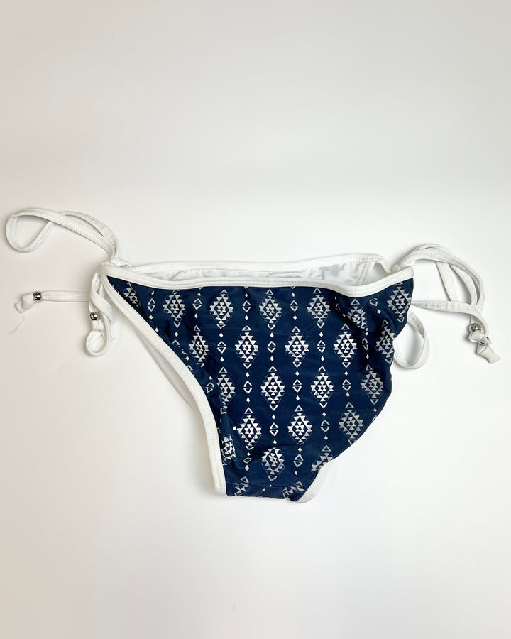 Navy and White Diamond Pattern Swim Bottom - Small