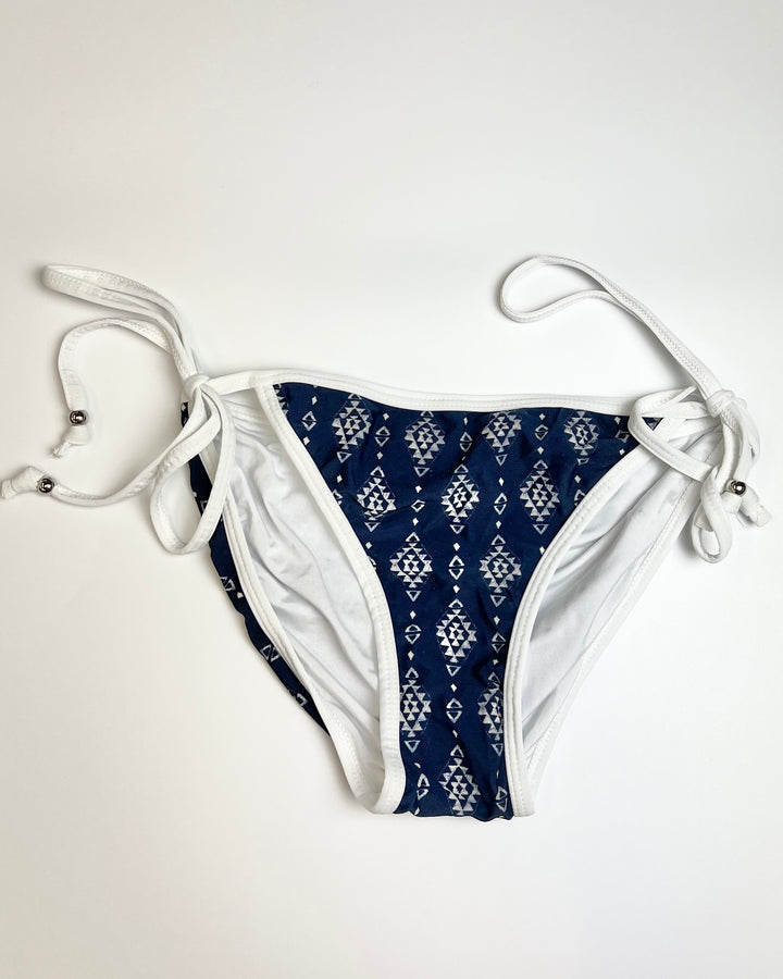 Navy and White Diamond Pattern Swim Bottom - Small