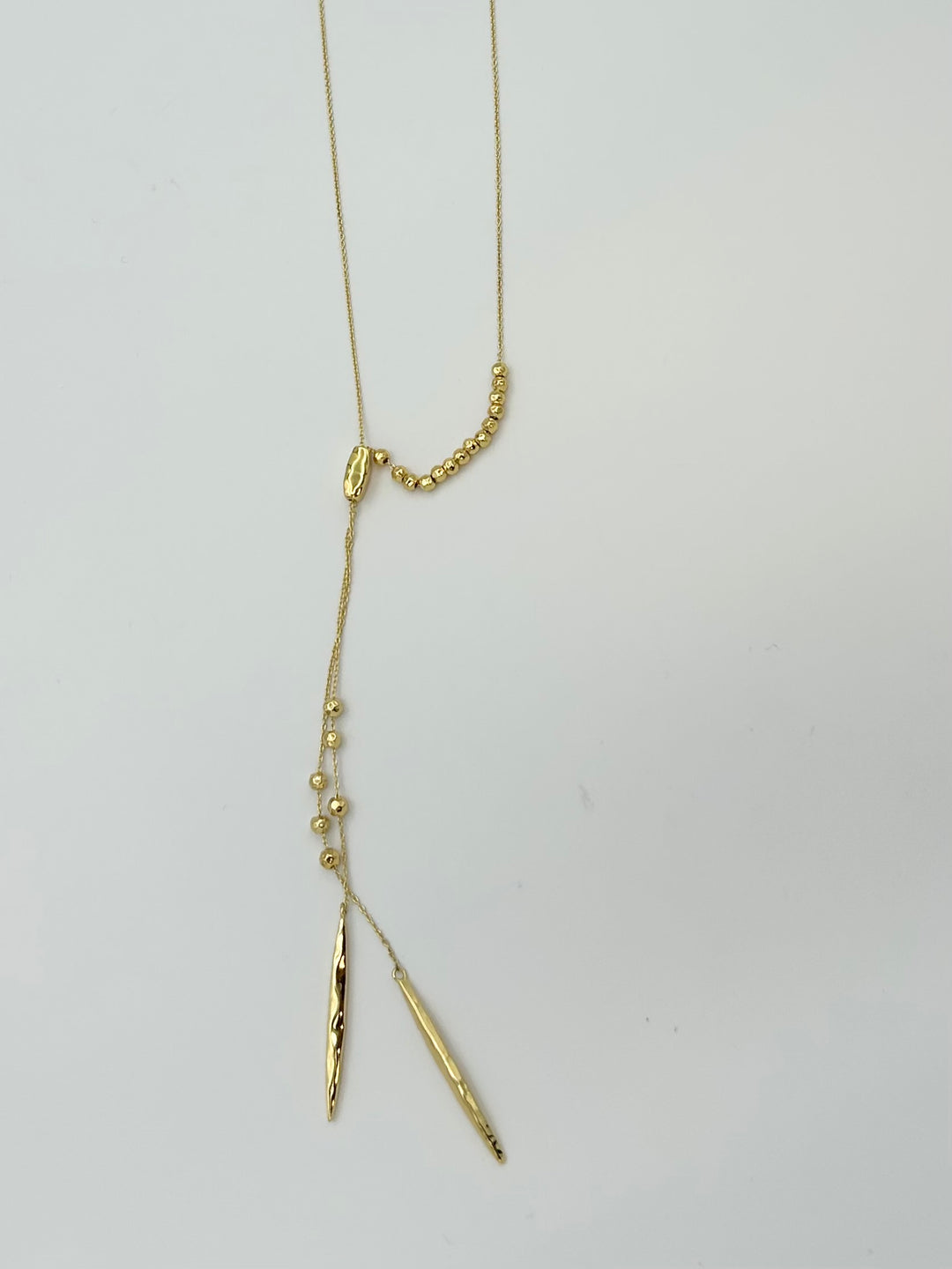 Gold Adjustable Necklace with Long Teardrop