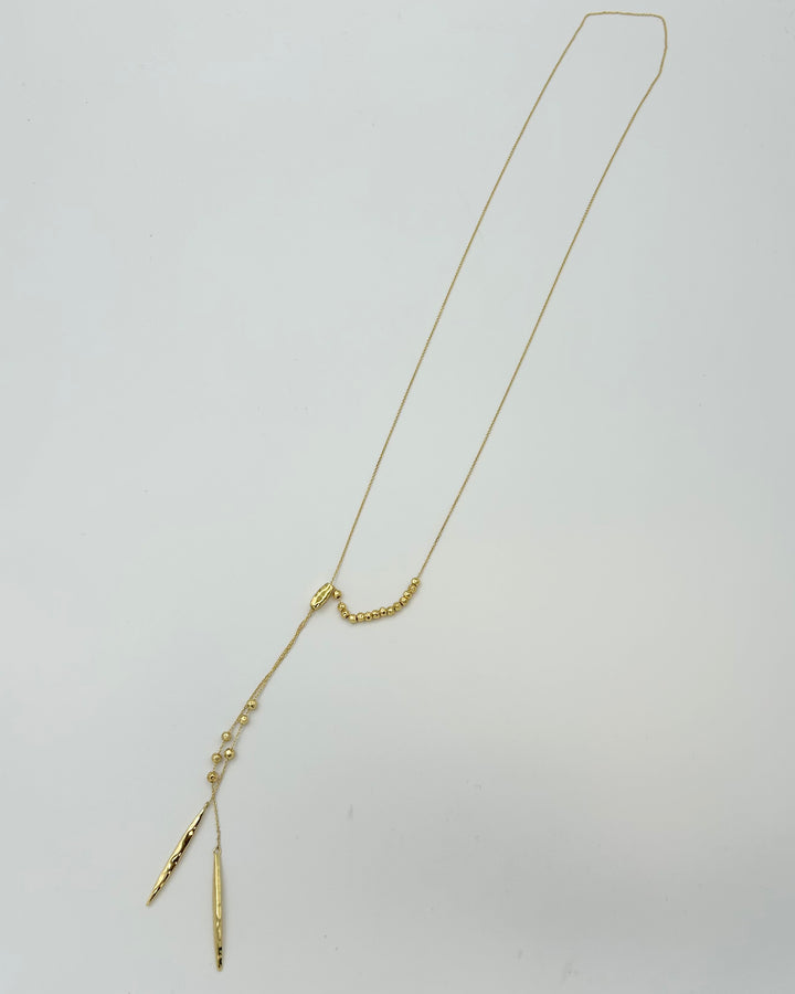 Gold Adjustable Necklace with Long Teardrop